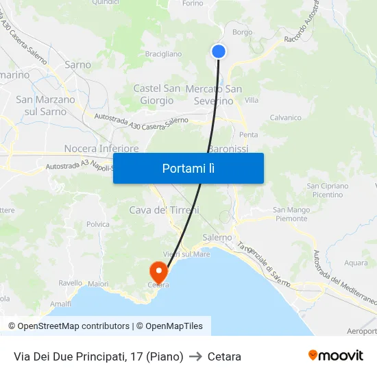 Via Dei Due Principati, 17 (Piano) to Cetara map
