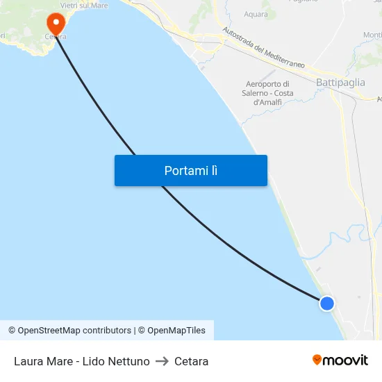 Laura Mare - Lido Nettuno to Cetara map
