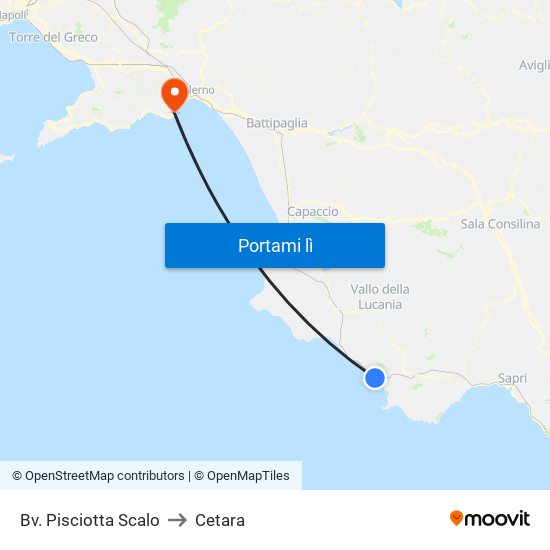 Bv. Pisciotta Scalo to Cetara map