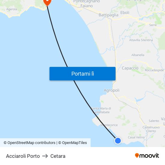 Acciaroli Porto to Cetara map