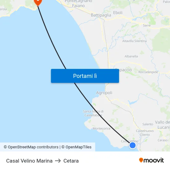 Casal Velino Marina to Cetara map