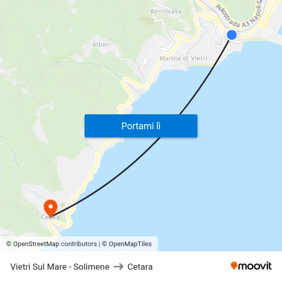 Vietri Sul Mare - Solimene to Cetara map