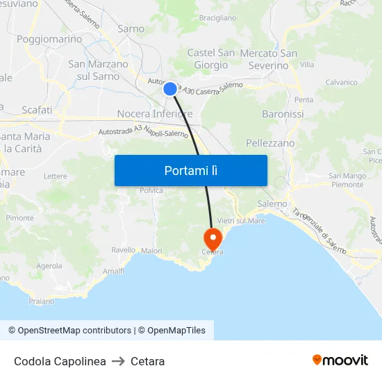 Codola Capolinea to Cetara map