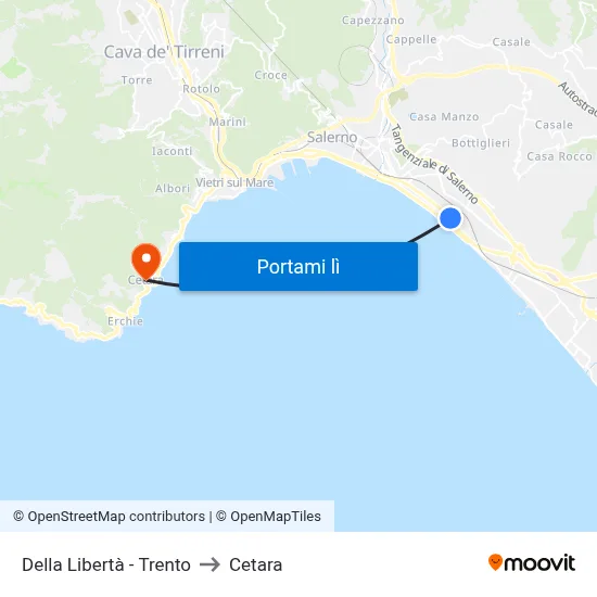 Della Libertà - Trento to Cetara map