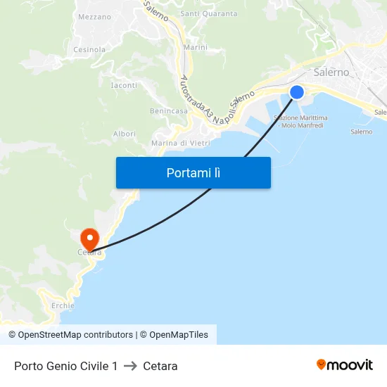 Porto Genio Civile 1 to Cetara map