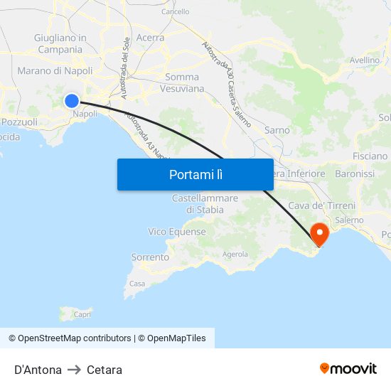 D'Antona to Cetara map