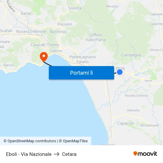 Eboli - Via Nazionale to Cetara map