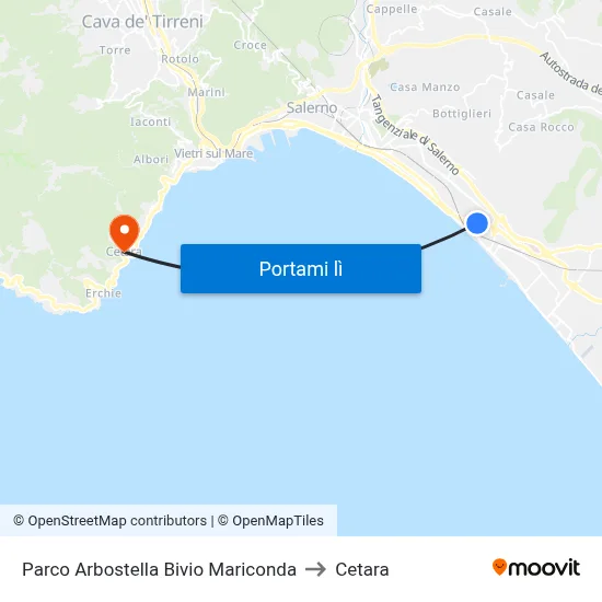 Parco Arbostella Bivio Mariconda to Cetara map