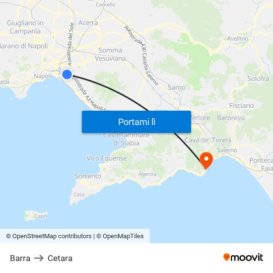Barra to Cetara map
