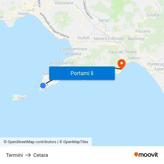 Termini to Cetara map