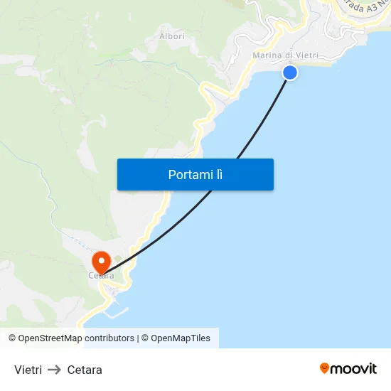 Vietri to Cetara map