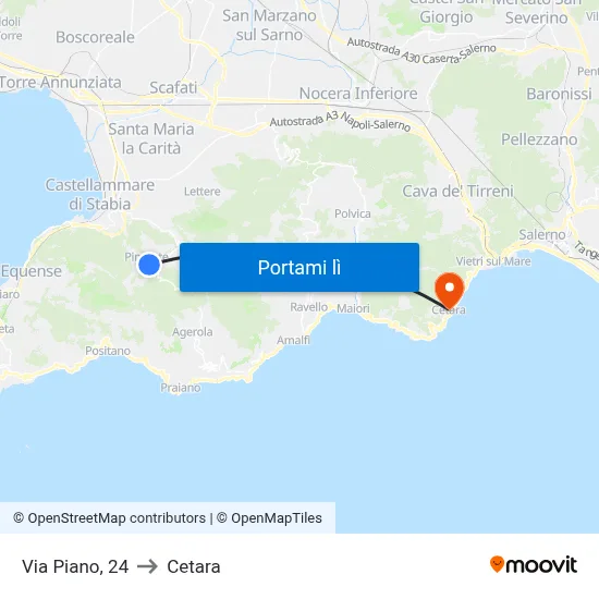 Via Piano, 24 to Cetara map