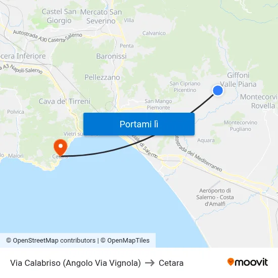 Via Calabriso (Angolo Via Vignola) to Cetara map