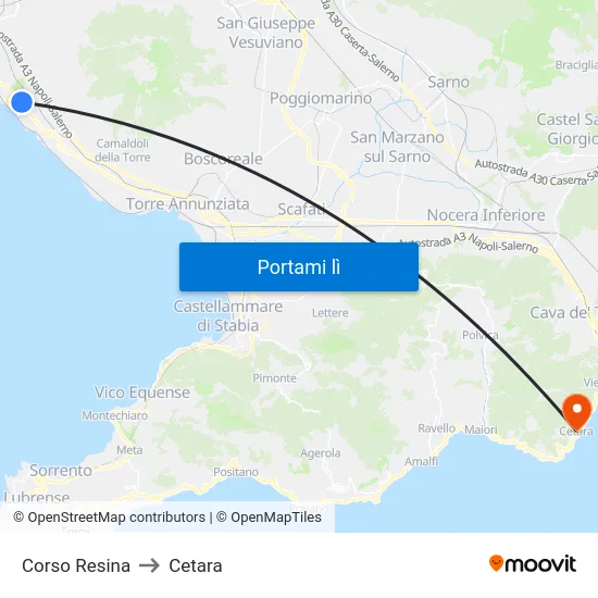 Corso Resina to Cetara map