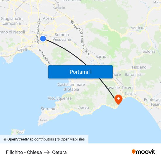 Filichito - Chiesa to Cetara map