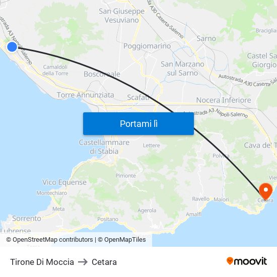 Tirone Di Moccia to Cetara map