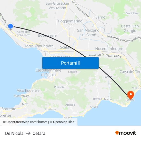 De Nicola to Cetara map