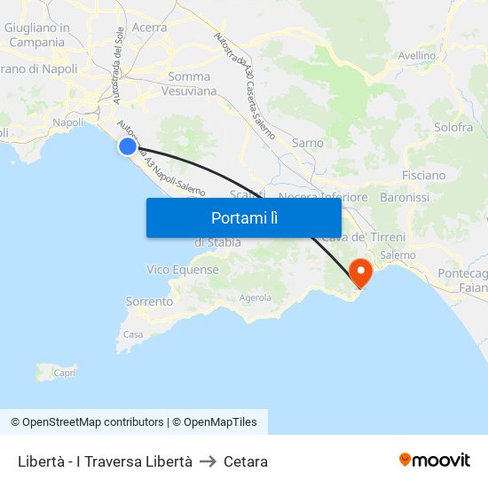 Libertà - I Traversa Libertà to Cetara map