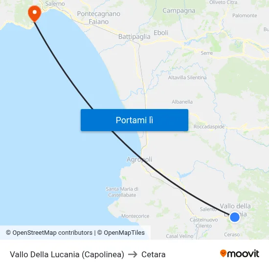 Vallo Della Lucania (Capolinea) to Cetara map
