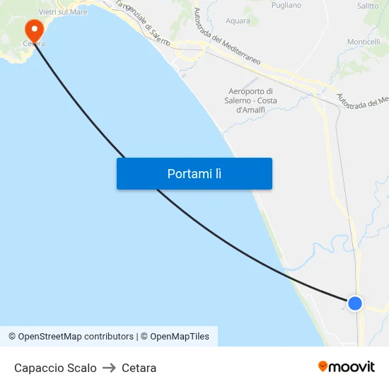 Capaccio Scalo to Cetara map