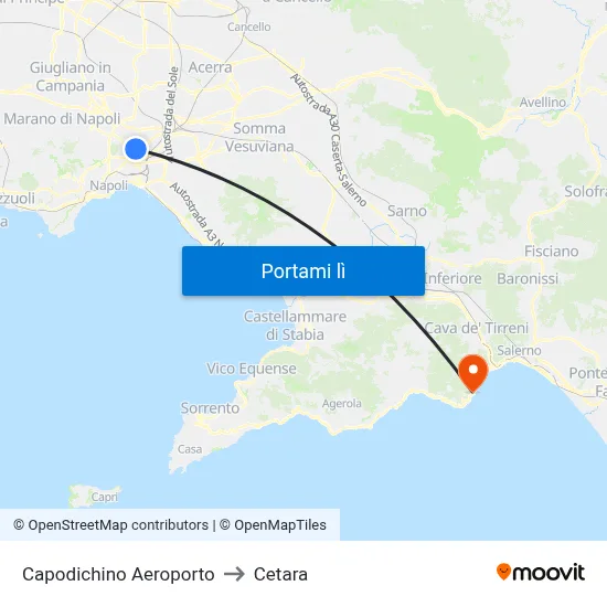 Capodichino Aeroporto to Cetara map