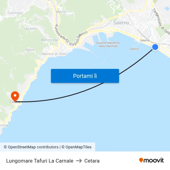 Lungomare Tafuri La Carnale to Cetara map