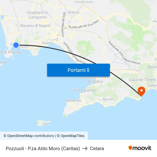 Pozzuoli - P.za Aldo Moro (Caritas) to Cetara map