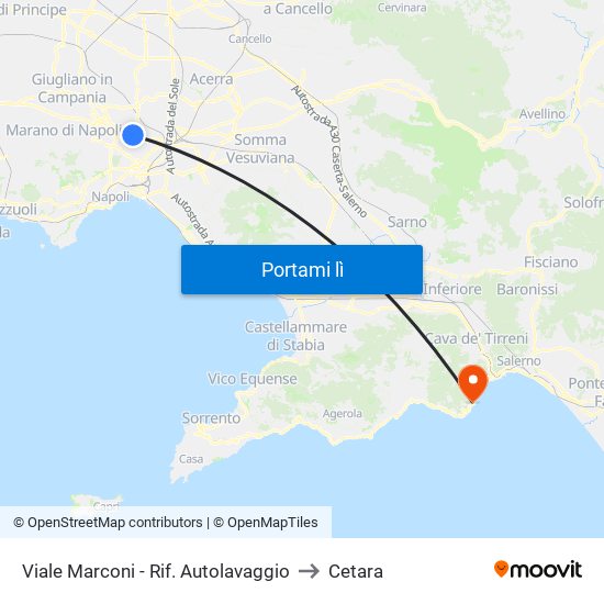 Viale Marconi - Rif. Autolavaggio to Cetara map