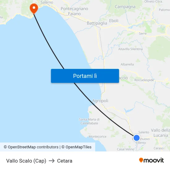 Vallo Scalo (Cap) to Cetara map