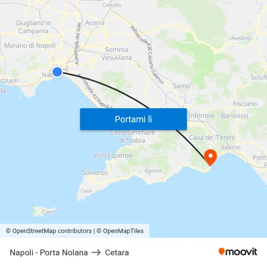 Napoli - Porta Nolana to Cetara map