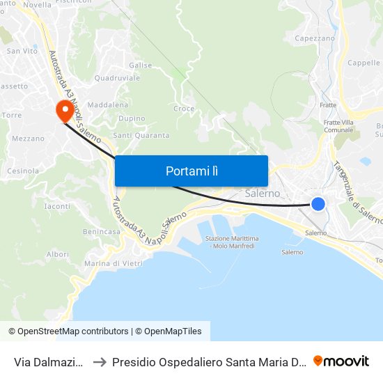 Via Dalmazia, 35 to Presidio Ospedaliero Santa Maria Dell'Olmo map