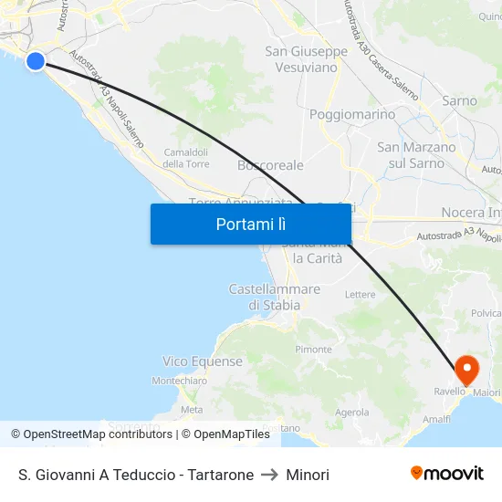 S. Giovanni A Teduccio - Tartarone to Minori map