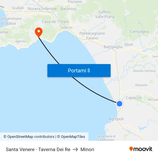 Santa Venere - Taverna Dei Re to Minori map
