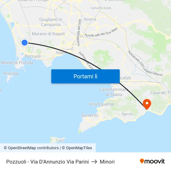 Pozzuoli  - Via D'Annunzio Via Parini to Minori map