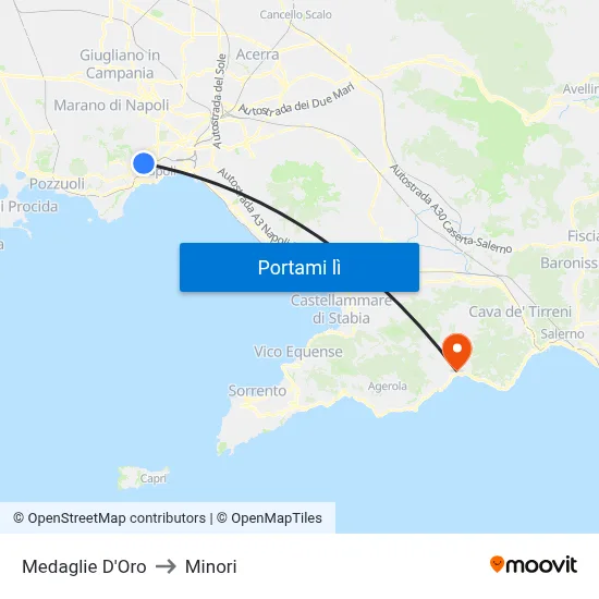 Medaglie D'Oro to Minori map