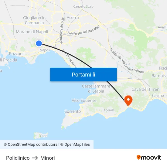 Policlinico to Minori map