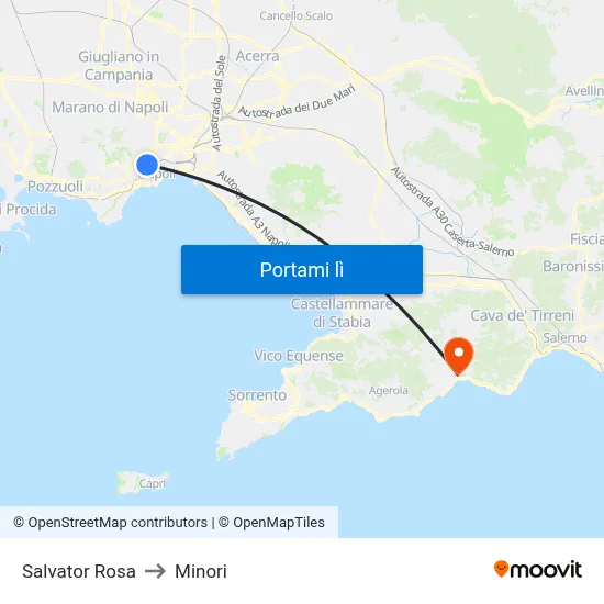 Salvator Rosa to Minori map