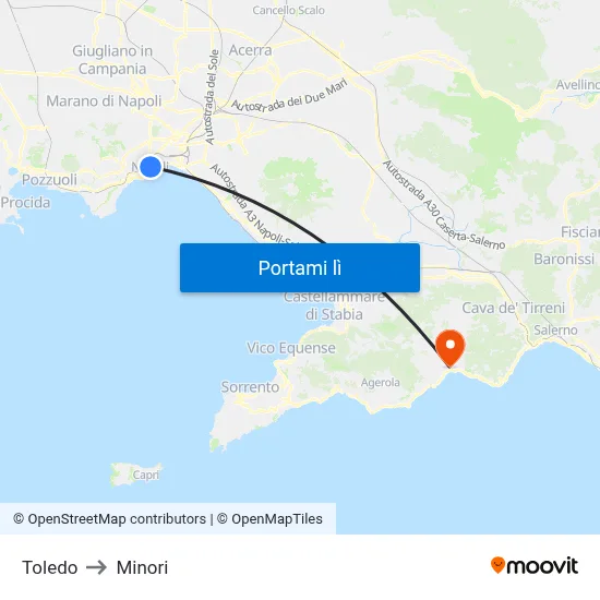 Toledo to Minori map
