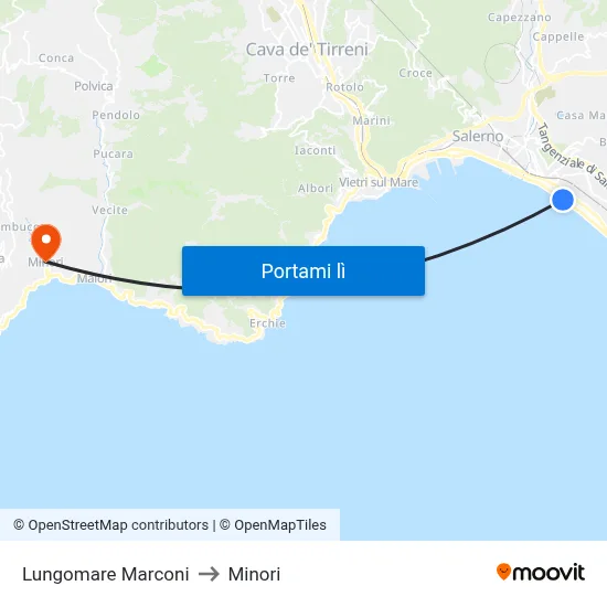 Lungomare Marconi to Minori map