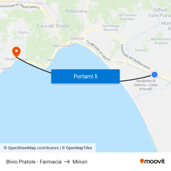 Bivio Pratole - Farmacia to Minori map