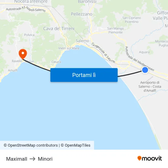 Maximall to Minori map