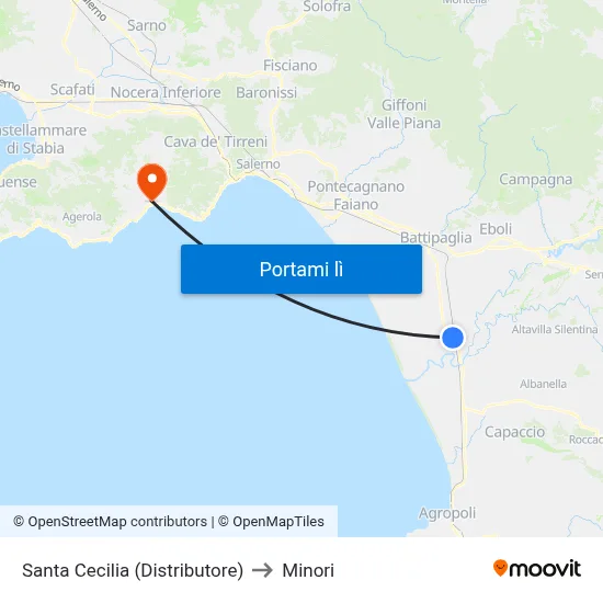 Santa Cecilia (Distributore) to Minori map