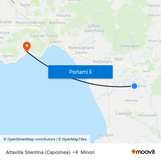 Altavilla Silentina (Capolinea) to Minori map