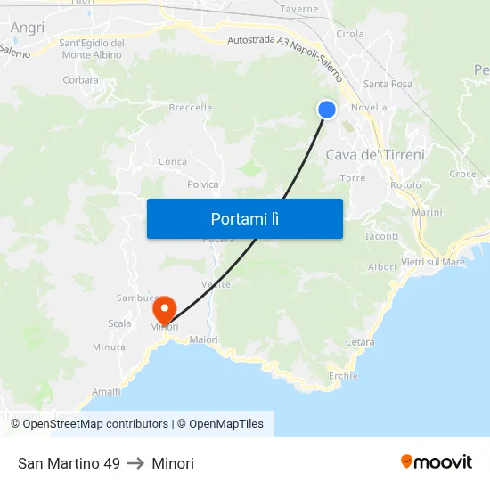 San Martino 49 to Minori map