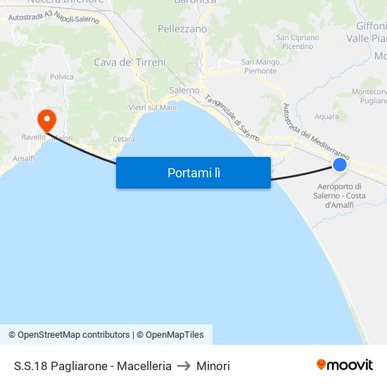 S.S.18 Pagliarone - Macelleria to Minori map