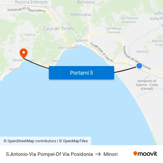 S.Antonio-Via Pompei-Df Via Posidonia to Minori map