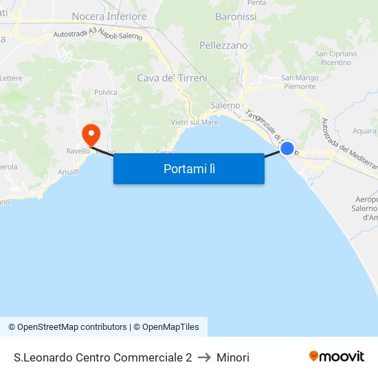 S.Leonardo Centro Commerciale 2 to Minori map