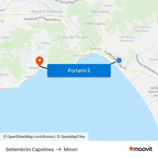 Settembrini Capolinea to Minori map