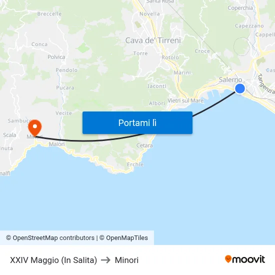 XXIV Maggio  (In Salita) to Minori map