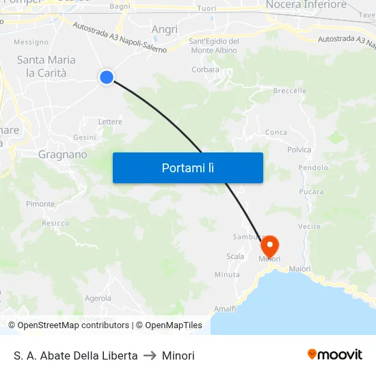S. A. Abate Della Liberta to Minori map